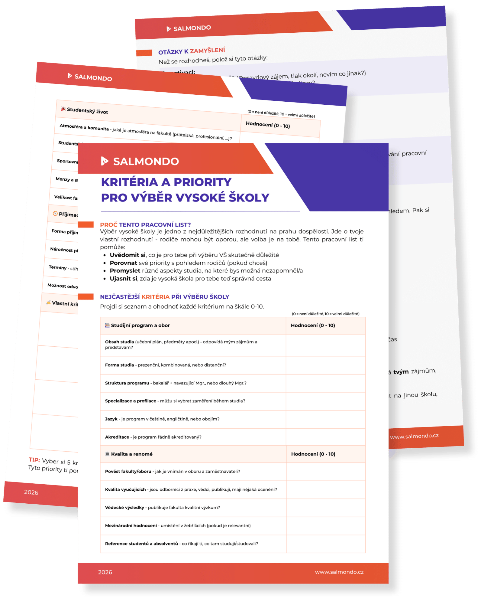 PDF: Kritéria a priority pro výběr vysoké školy