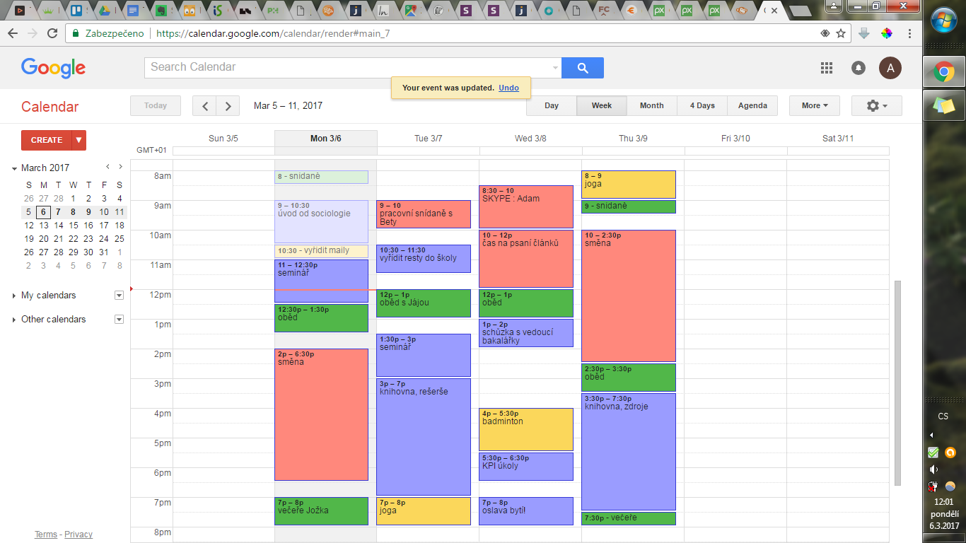 Týdenní timeboxing v Google kalendáři: aplikace vám jednotlivé povinnosti sama připomene